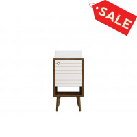 Manhattan Comfort 238BMC96 Liberty 17.71 Bathroom Vanity with Sink and Shelf in Rustic Brown and White